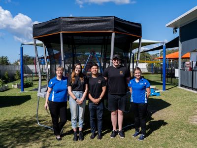 Children jump for joy at AEIOU Sippy Downs